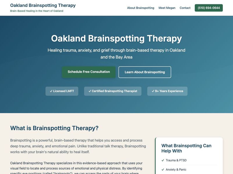 Oakland Brainspotting Therapy website